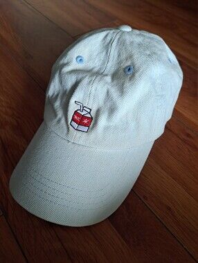 Chocolate Cream Baseball Cap with Red Juice Box Embroidery